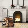 Tangkula Firewood Log Cart Carrier, Wood Hauler with 2 Rubber Wheels & Ergonomic Handle Heavy-Duty Steel Frame Indoor Outdoor Fireplace Tools - 3 of 4