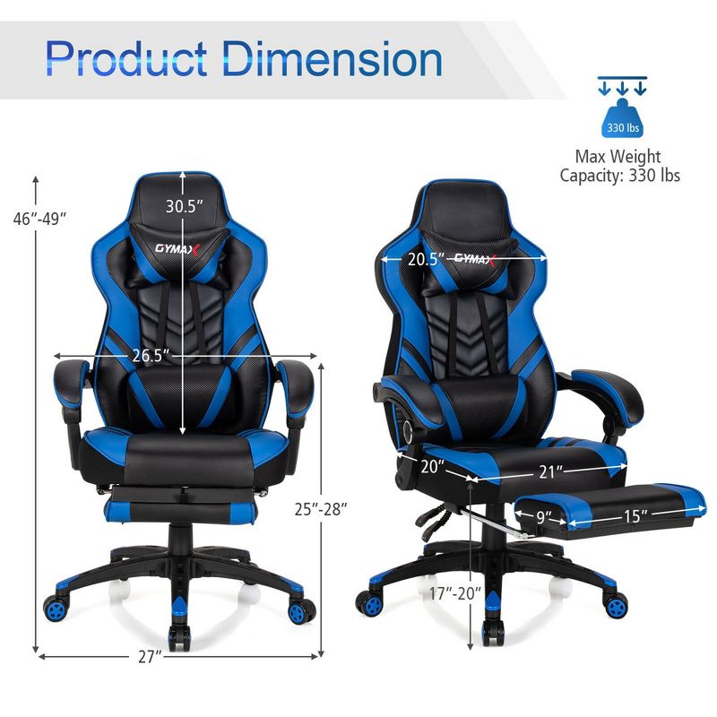 Costway Office Computer Desk Chair Gaming Chair Adjustable Swivel w/Footrest, 4 of 13
