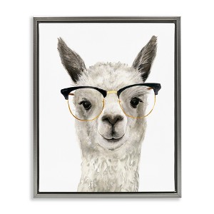 Stupell Industries Hipster Llama In Glasses Floating Frame Canvas Art - 1 of 4