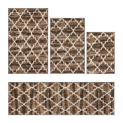Savio Collection 100% Micro Polyester 4 Piece Bath Rug Set - Better Trends