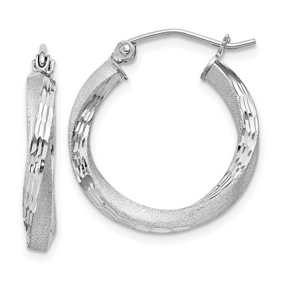 Black Bow Jewelry 3mm, Sterling Silver, Twisted Round Hoop Earrings, 22mm in Diameter