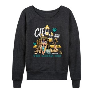 Women's - Monster High - Cleo De Nile Lightweight French Terry Wide Neck Long Sleeve Shirt - 1 of 4