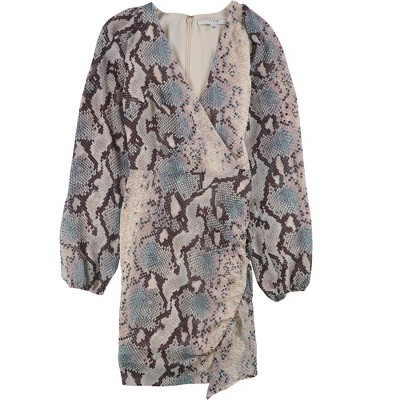 GUESS Womens Snake Print Wrap Dress