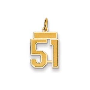 Black Bow Jewelry 14k Yellow Gold, Jersey Collection, Small Number 51 Pendant - 1 of 2
