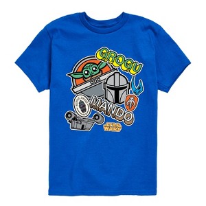 Boys' - The Mandalorian - Mando Grogu Stickers Short Sleeve Graphic T-Shirt - 1 of 4