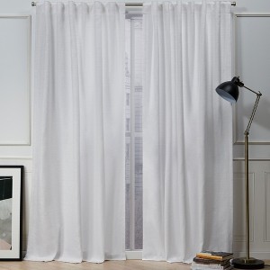 Nicole Miller Mellow Slub Textured Hidden Tab/Rod Pocket Top Light Filtering Curtain Panel Pair - 1 of 3