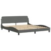 vidaXL King Bed Frame - Dark Gray Fabric - Headboard Included - Modern Waved Design - 76"x79.9" - Bedroom Essential - 3 of 4