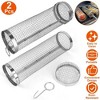 iMountek 2-Pack Portable BBQ Rolling Basket, 3.42"x11.61" Round Stainless Steel Grill Mesh with Removable Cover for Outdoor Camping - Silver - 3 of 4