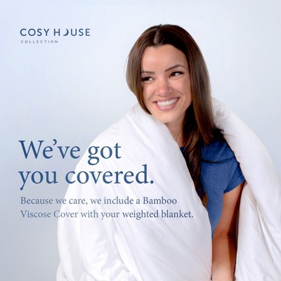 White Twin Cooling Rayon Bamboo Weighted Blanket with Glass Beads