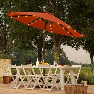 Sonkuki Patio 9FT LED Market Umbrellas With Solar Lights, Table Umbrella for Patio and Outdoor With Tilt Button for Deck and Pool - 1 of 4