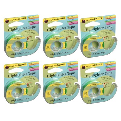 Lee Products Removable Highlighter Tape, Green, Pack of 6