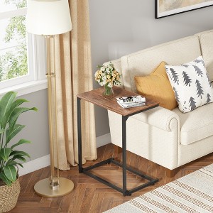 C-Shaped End Table, Small Side Tables for Sofa, Wide Couch Table That Slide Under, Laptop Snack Table - 1 of 4