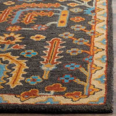 Heritage Charcoal and Multi Wool Hand-Tufted Runner Rug
