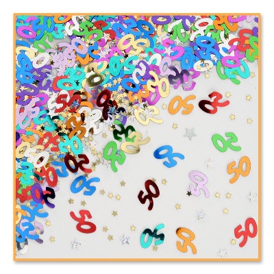 Beistle 50 & Stars Confetti, (4/Pkg) Multicolored