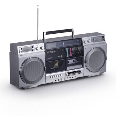 aiwa Retro Boombox CD Player with Cassette Recording, Bluetooth 5.0, VU Meters, LCD Display, Dual 40W Speakers