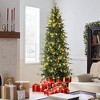 LuxenHome 7.5Ft Pre-Lit Green Slender Artificial Christmas Tree with Pine Cones - 3 of 4