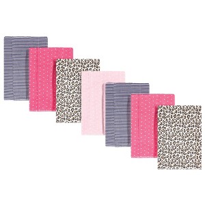 Hudson Baby Infant Girl Cotton Flannel Burp Cloths 7pk, Leopard, One Size - 1 of 2