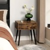 Retro Nightstand with Drawer and Tapered Legs, Rustic Brown End Table for Bedroom Living Room - 2 of 4