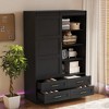 KTMBDW Armoire Wardrobe Closet, 71" H Wooden Clothing Storage Cabinet with Barn Door and 2 Drawers, Bedroom Freestanding Wardrobe with Hanging Rod - 3 of 4