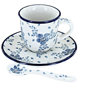 Blue Rose Polish Pottery B10-A93 Ceramika Artystyczna Espresso Cup & Saucer with Spoon - 1 of 1