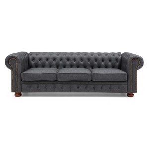TiramisuBest Classic Chesterfield Sofa Brown Faux Leather - 1 of 4