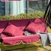 Resenkos 3-Seat Swing Chair, Convertible Flatbed Glider With Adjustable Canopy, Wine Red - 4 of 4
