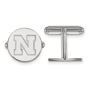 Black Bow Jewelry Sterling Silver Nebraska Cornhuskers NCAA Cuff Links - 1 of 3