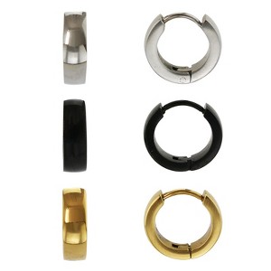 Slate by Rebl 3-Pack Huggies Earring Set  Tri-Tone Stainless Steel, 14x4mm - 1 of 1