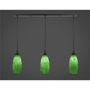 Toltec Lighting Any 3 - Light Chandelier in  Dark Granite with 5.5" Green Fusion Shade - 1 of 1