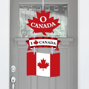 Big Dot of Happiness Canada Day - Hanging Porch Canadian Party Outdoor Decorations - Front Door Decor - 3 Piece Sign - 1 of 4