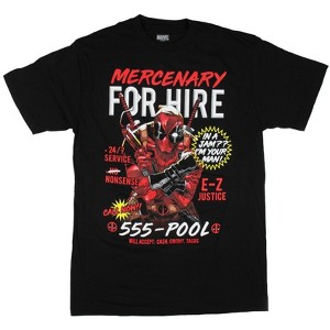Deadpool Men's Mercenary For Hire Advertisement Adult Short Sleeve T-Shirt - 1 of 3