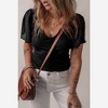 Amaryllis Women’s Ribbed Knit V-Neck Top Sheer Flutter Chiffon Short Sleeves Fitted Lightweight Romantic - 2 of 4