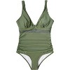 Clearlove Women's One Piece Swimsuit Bathing Suit V Neck Ruched Mesh Back Hook - 4 of 4