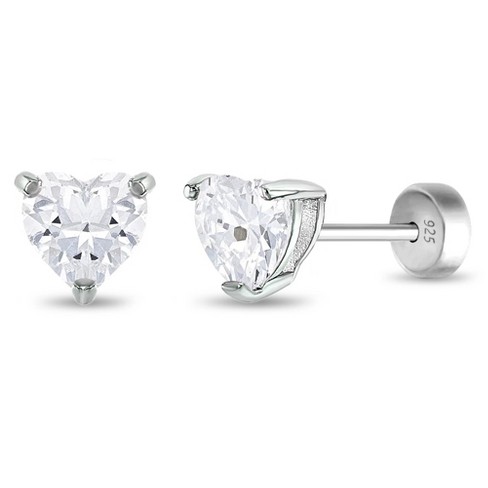 Infant diamond earrings on sale with safety backs