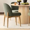 5-Piece Round Dining Table Set, 42'' Oak Pedestal Table with 4 Linen Dining Chairs, Solid Wood Legs, Kitchen or Apartment Furniture-Maison Boucle - 2 of 4