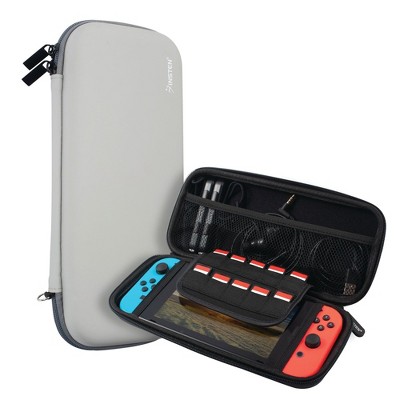 Insten Carrying Case with 10 Game Card Holder Slots for Nintendo Switch & OLED Model, Controllers and Accessories, Portable Travel Cover, Gray