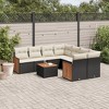 vidaXL Patio Sofa Set with Cushions Outdoor Furniture 9 Piece Poly Rattan - Black and Cream - 2 of 4