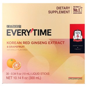 JungKwanJang Korean Red Ginseng Extract, Everytime, Grapefruit, 30 Liquid Sticks, 0.34 fl oz (10 ml) Each - 1 of 4