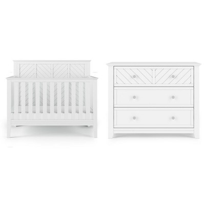 Child Craft Atwood Crib and Dresser Nursery Set, 2-Piece, Includes 4-in-1 Convertible Crib and 3-Drawer Dresser