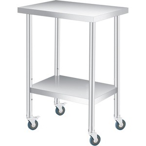 Stainless Steel Table, Heavy Duty Worktable with Adjustable Undershelf, 2 Tier Metal Prep Table - 1 of 4