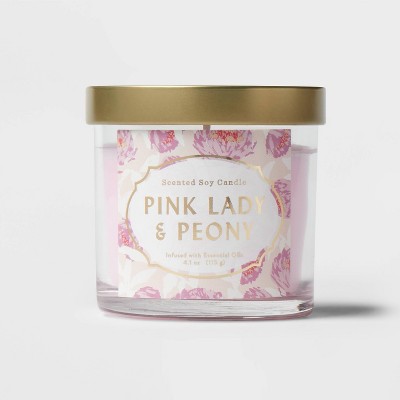 4.1oz 1-Wick Lidded Glass Jar Candle Lady Peony Pink - Opalhouse™