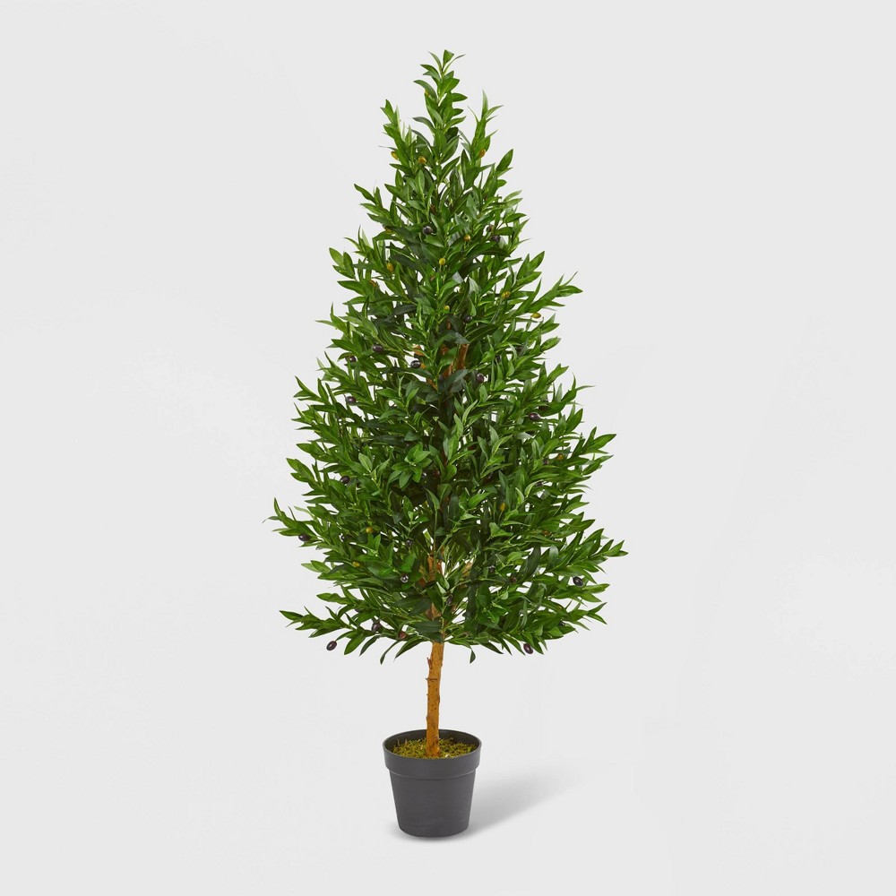 Photos - Other interior and decor 4.5ft Olive Cone Topiary Artificial Tree UV Resistant - Nearly Natural