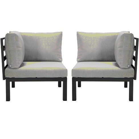 LeisureMod 2-Piece Corner Chair Loveseat Upholstered in Polyester with Aluminum Frame and Removable Cushion Hamilton Collection - image 1 of 4