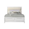 79.65" Eastern King Bed Tarian Bed White Boucle Pearl White Finish - Acme Furniture: LED Light Headboard, Storage Footboard, Acrylic Upholstery - 2 of 4