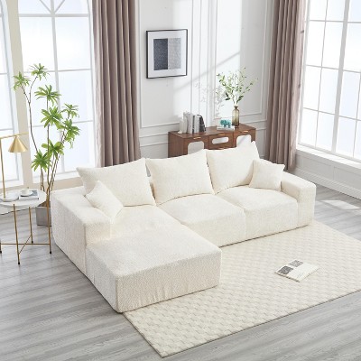 NicBex Couches for Living Room 108.27" L-shaped Sectional Sofa Chenille Upholstered 3-seater Sofa Couch with Throw Pillows
