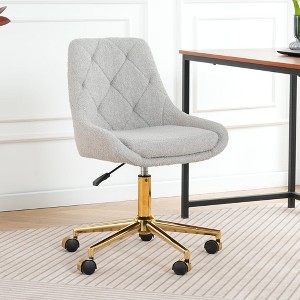 Racxily Armless Office Chair, Velvet Office Desk with Wheels, Adjustable Swivel Accent Chairs, Vanity Seat for Small Spaces - 1 of 4