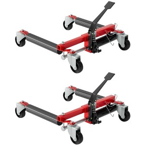 Car Dolly, Hydraulic Jack Set of 2 - 3,000 LBS Capacity, 12" Wheel Vehicle Positioning with Foot Pump for Tire Repair, Cars Moving - 1 of 4