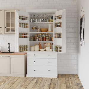 Whisen Freestanding Kitchen Pantry Organizer, Cabinet with 3-Adjustable Shelves, 3-Drawers, 8-Door Inner Shelves - 1 of 4