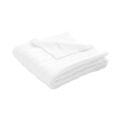 Image of Lush Décor Cable Soft Knitted with Border Throw Baby Blanket - White