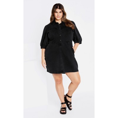 Women's Plus Size Denim Remi Dress - black wash | CITY CHIC